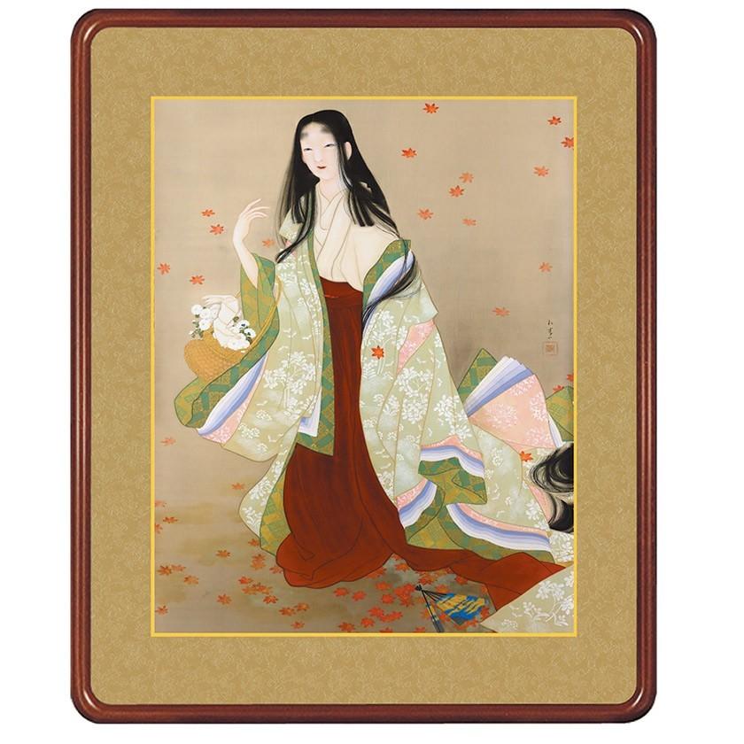 上村松園、月影、希少画集画、新品額装付 上村松園、月影、希少画集画、新品額装付 絵画