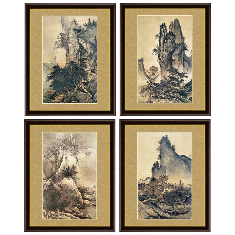 雪舟 四季山水図 額4点セット - アートの友社