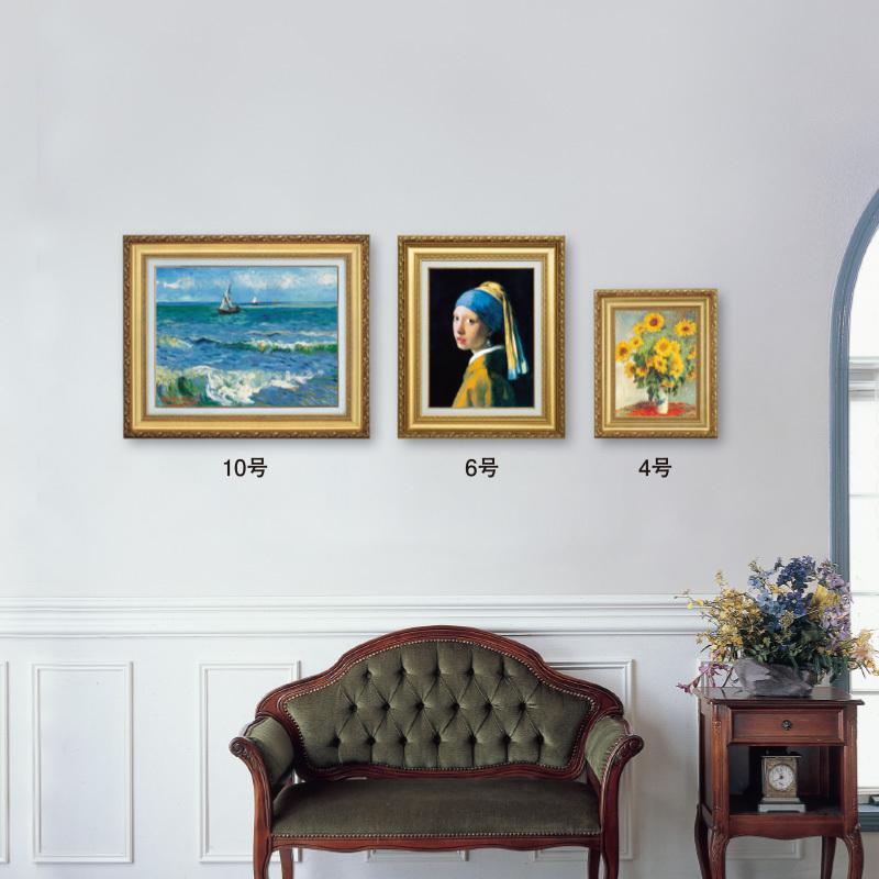 額入り壁掛け ルノワール　長い髪の浴女（油彩複製画）1136 ルノワール 「長い髪の浴女」 6号 立体複製名画 【5％ポイント