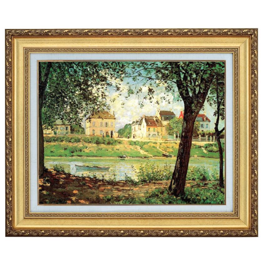 大幅値下げしました！シスレー　複製画「セーヌ川のほとり」額縁付 シスレー 画家 シスレー セーヌのほとり 6号 立体複製名画 美術品