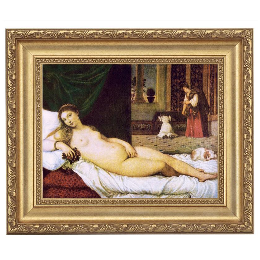 ティツィアーノ ウルビーノのヴィーナス 4号 立体複製名画 絵画 額付き 