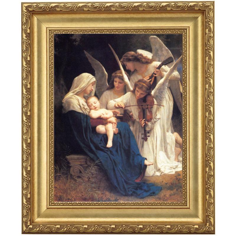 未使用保管品　Claude Feuiller フランス画家　絵画　　大判 ブグロー 天使の歌 4号 立体複製名画 額付き 壁掛け 有名画家 アートの