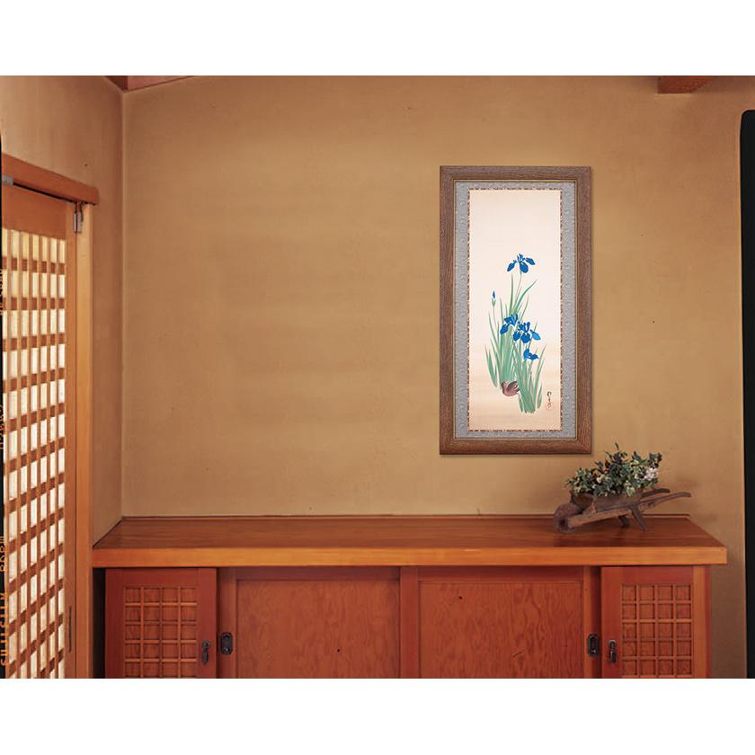 掛軸 岡本珠洸 双鶴 花鳥図 縁起物 酒井抱一 「十二か月花鳥図」 六月