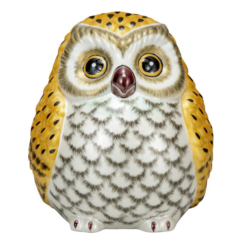 九谷焼 金彩ふくろう 美術品 インテリア 工芸品 - アートの友社