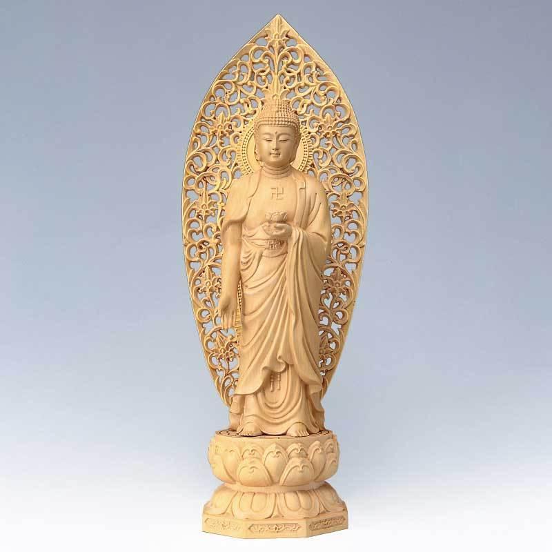 黄楊彫刻 仏像 阿弥陀如来 仏像彫刻 黄楊木彫刻 15676 - アートの友社