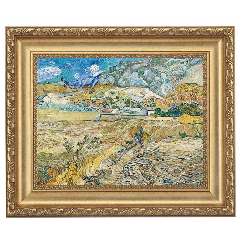 ゴッホ 農夫のいる麦畑 4号 立体複製名画 額付き 壁掛け 有名