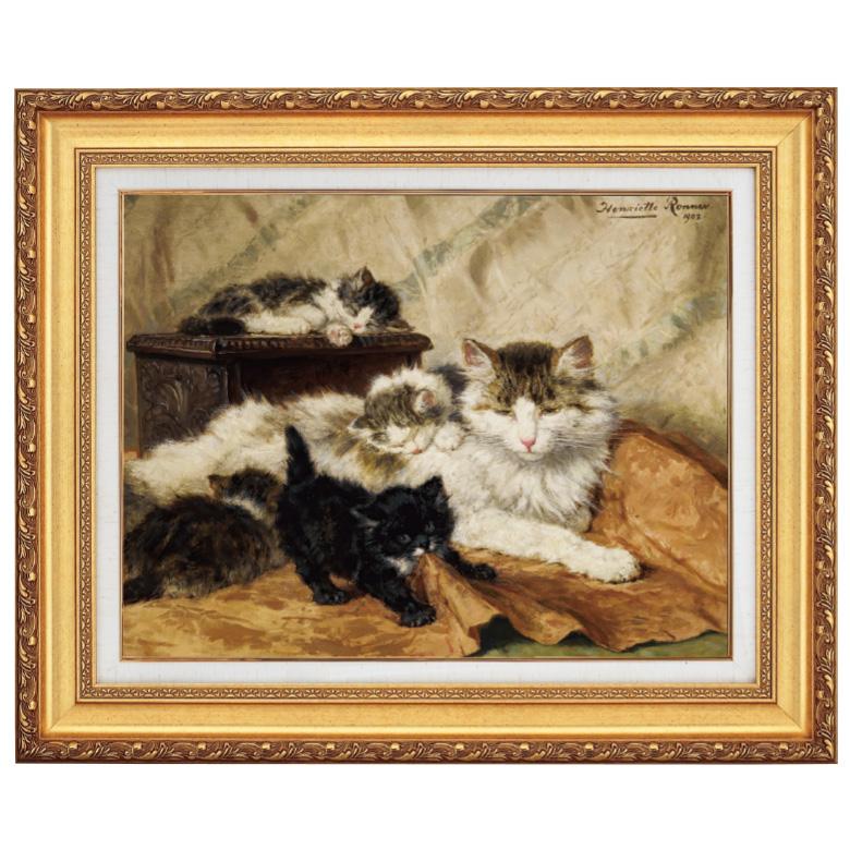 絵画 ヘンリエッタ 猫 Playing kittens Watercolour on paper クニップ