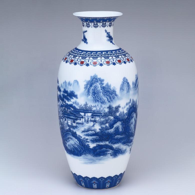 景徳鎮 青花山水花瓶 中国 陶磁器 工芸 - アートの友社 : ホーリ 景徳鎮 青花山水花瓶 中国 陶磁器 工芸 - アートの友社 : ホーリ