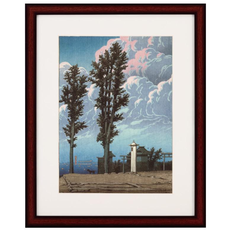 川瀬巴水 版画 作品 神田明神境内 風景画 複製画 日本風景画 額付き