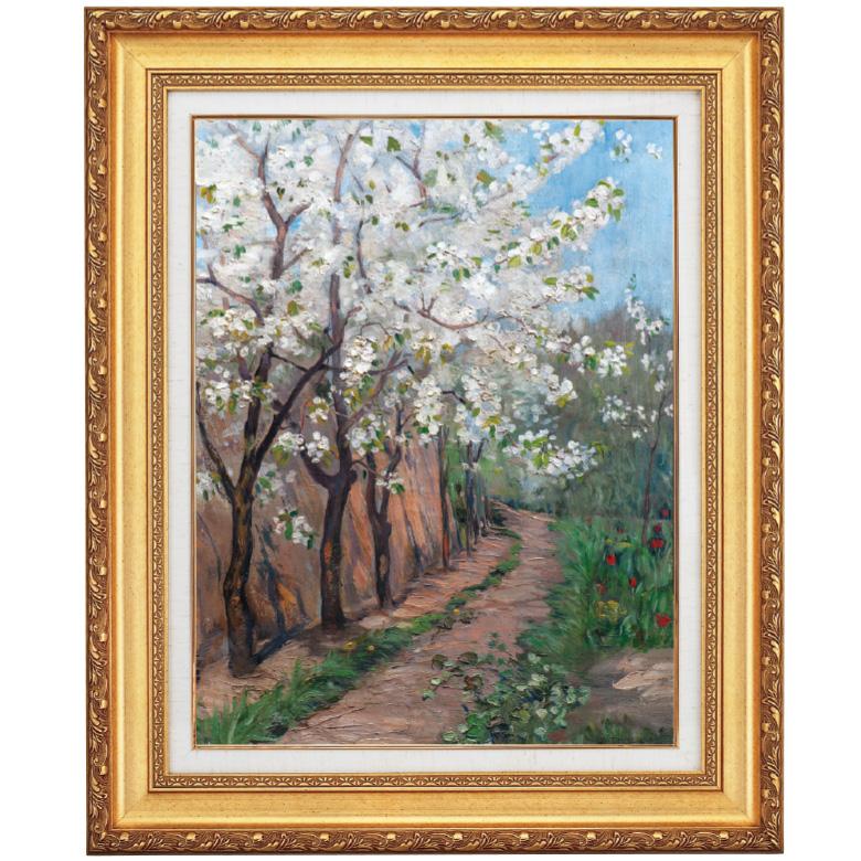絵画 桜 インゲボルグ・エガーツ 作品 10号 立体複製名画 額付き 