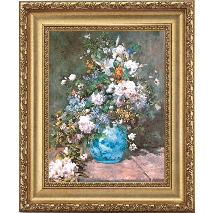 Renoir ルノワール 春の花束 絵画 複製画 複製名画 額縁 額付き 花 ルノワール 春の花束 春の花 4号 立体複製名画 額付き 壁掛け 有名画家