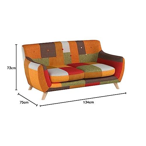 不二貿易 2人掛けソファ パッチワーク オレンジ