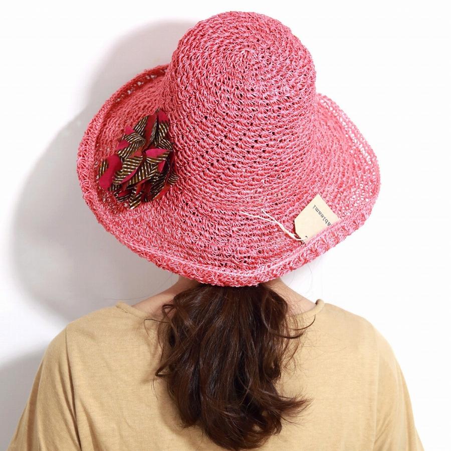 ハット レディースファッション 夏の帽子 涼しい 通気性抜群 マニラ麻 カンガコサージュ ケーブルアミ cableami 帽子 ピンク ハット レディースファッション 夏の帽子 涼しい 通気性抜群 マニラ麻