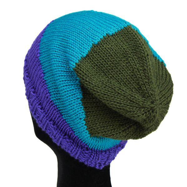ニット帽 トリコロールカラー ビーニー ポップなデザイン ホール