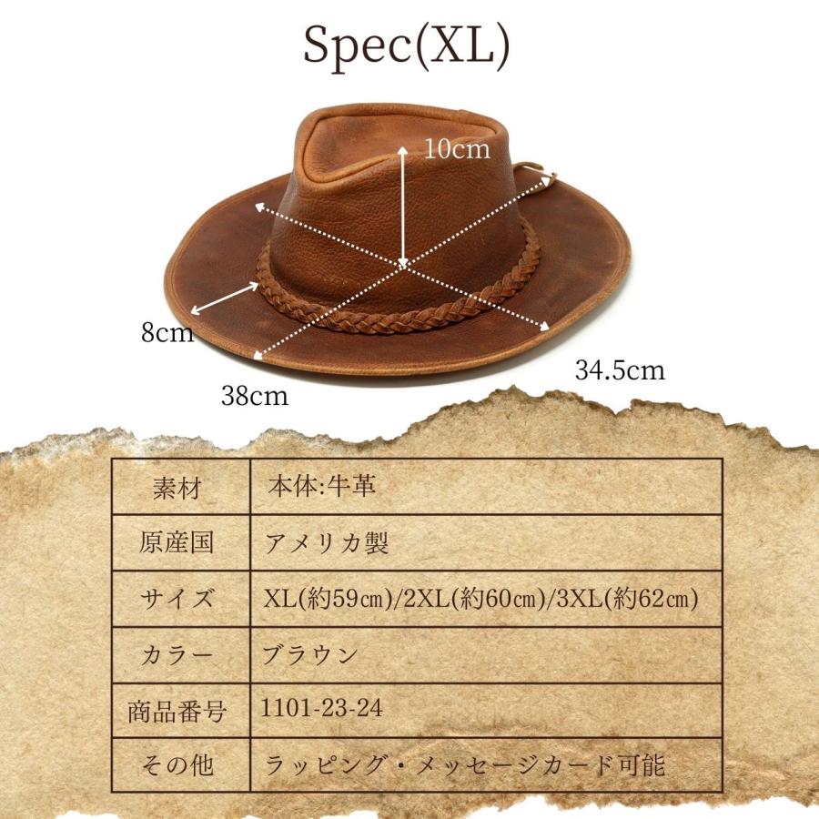 HENSCHEL 本革 カウボーイハット レザー 茶色 ウエスタンハット 皮シボ
