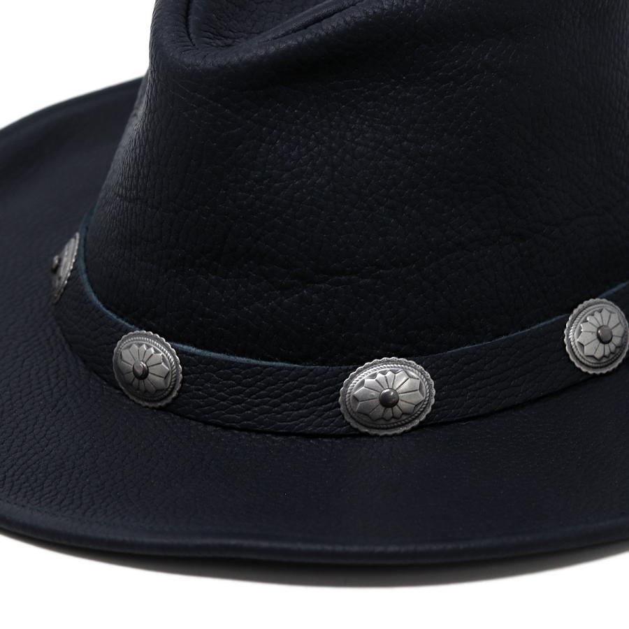 ハット メンズ レザーハット ヘンシェル 帽子 本革 コンチョ