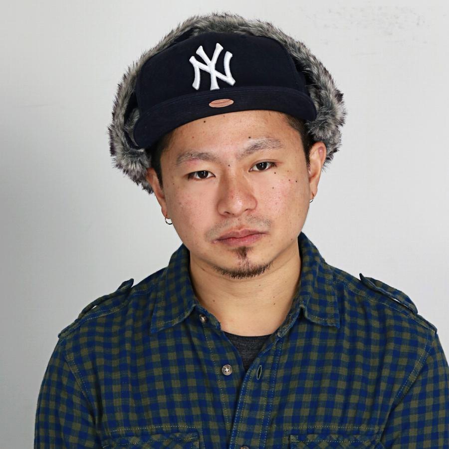 ニューエラ レザーキャップ 耳付きファーフラップ ニューヨークヤンキース　別注 NEW ERA（ニューエラ） キャップ ファーフラップ ニューヨーク