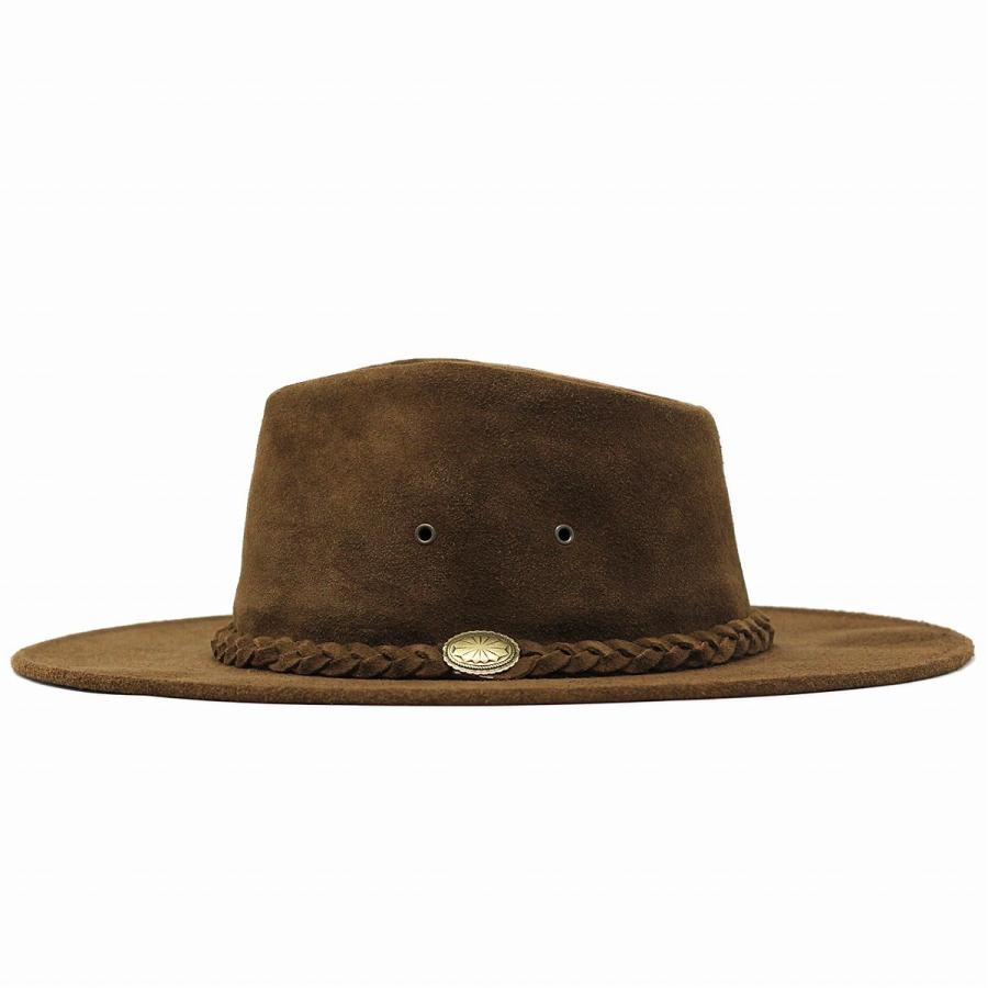 人気商品 レザーハット 帽子 メンズ ブラウン テンガロン カウボーイ ヘンシェル 折りたためる帽子 ハット スエード 財布、帽子、ファッション小物 