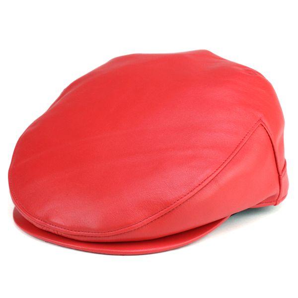 レザーハンチング メンズ 帽子 上質シープスキン 日本製 ivycap 本革 マツイ サイズ調整可 赤 レッド｜elehelm-hatstore