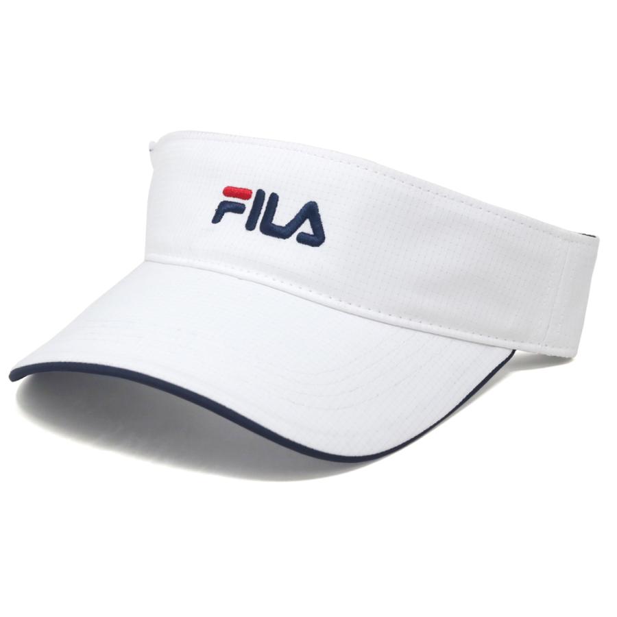 フィラ サンバイザー メンズ FILA ロゴ バイザー スポーツ 帽子 フリー サイズ調整可 FLM REPREVE VSR 洗濯機洗い可 吸汗速乾 / ホワイト ブラック ネイビー｜elehelm-hatstore｜02