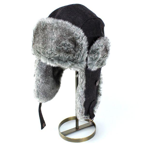 キャップ 飛行帽 防寒 ベイリー 帽子 ファー 秋冬 防寒対策 フランネル トラッパー BELLAMY ブラック