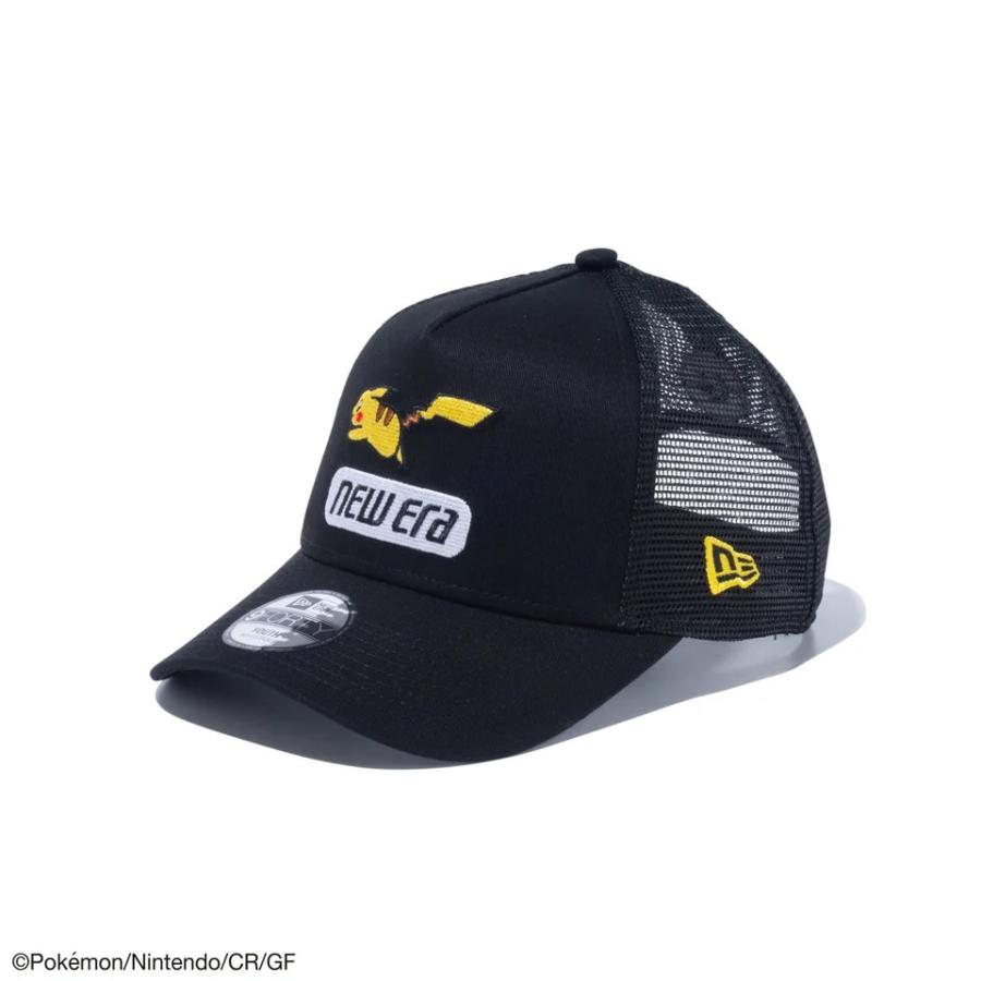 NEWERA Youth 9FORTY A-Frame 子ども キャップ ピカチュウ ポケモン Pokemon ニューエラ キッズ 帽子 春夏 メッシュキャップ トラッカー ブラック｜elehelm-hatstore｜02