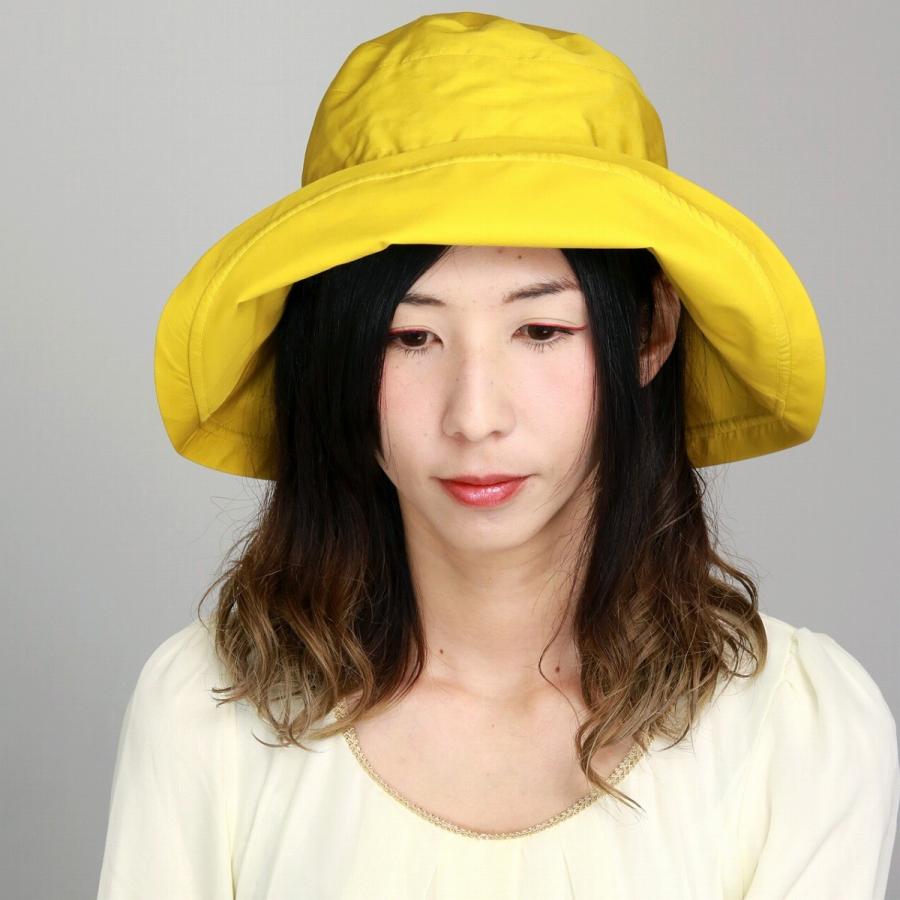 紫外線対策 ツバ広ハット 上品 レディース ハット ゴム入り 撥水加工