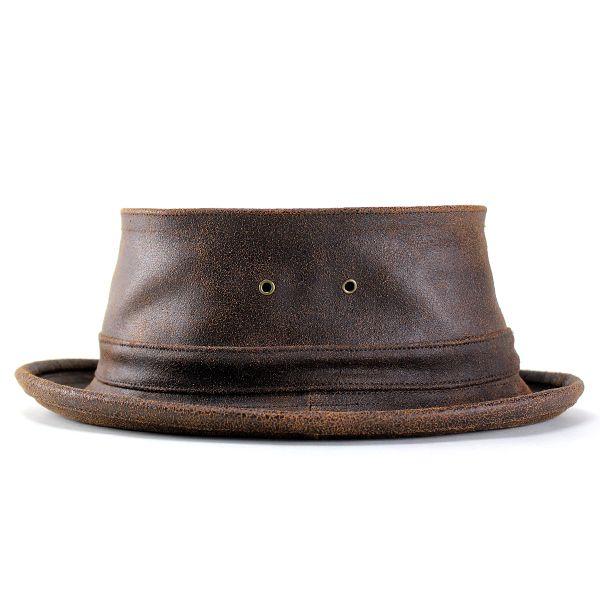 【アンティーク レザーハット】骨董 レザー メキシカン 編込み レザーハット ポークパイハット 帽子 アンティークレザー オリジナル