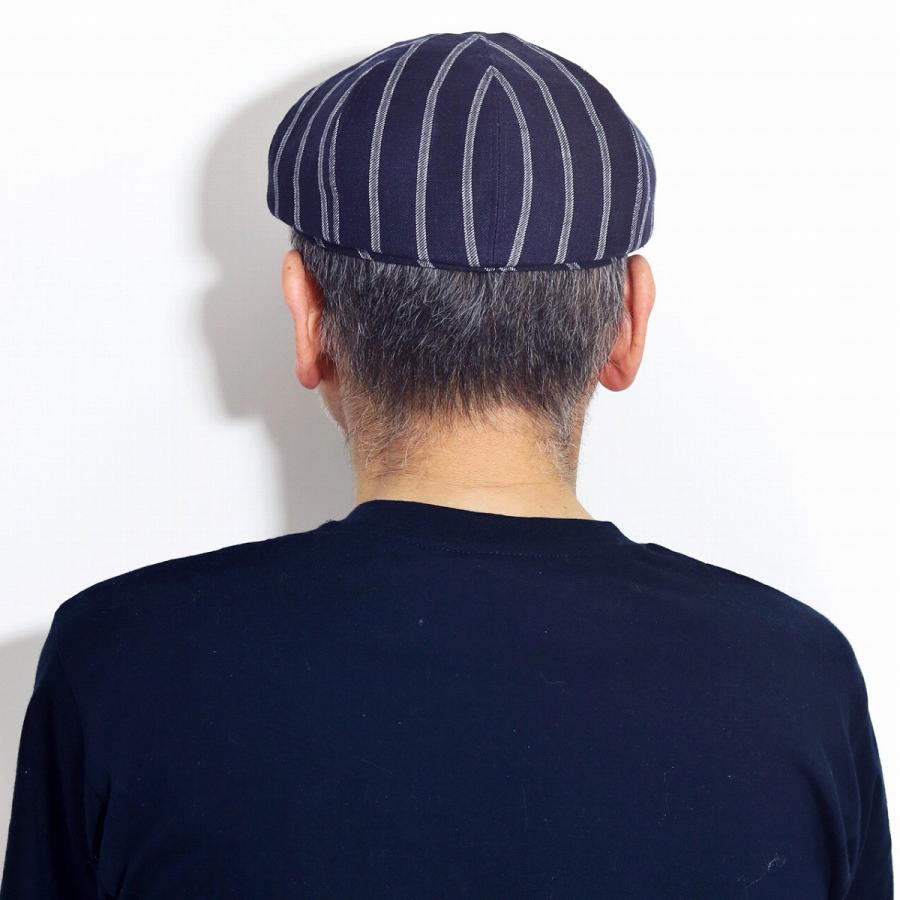 ハンチング 帽子 メンズ 春 夏 MATSUI ANGELICO ストライプ柄 麻 父の