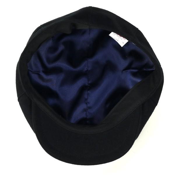 フランネル 秋冬 ハンチング メンズ キャスケット 日本製 cap 帽子 サイズ調節付き/黒｜elehelm-hatstore｜06