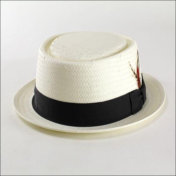 New York Hat ニューヨークハット 天然 ペーパー ポークパイハット オフホワイト 白｜elehelm-hatstore