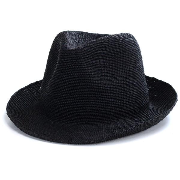 極細コマ編み リラックス 麦わら帽 ラフィア中折れハット メンズ 春夏