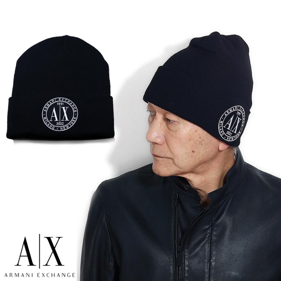 ARMANI EXCHANGE ニット帽 アルマーニエクスチェンジ ワッペン ARMANI EXCHANGE ニット帽 アルマーニエクスチェンジ ワッペン