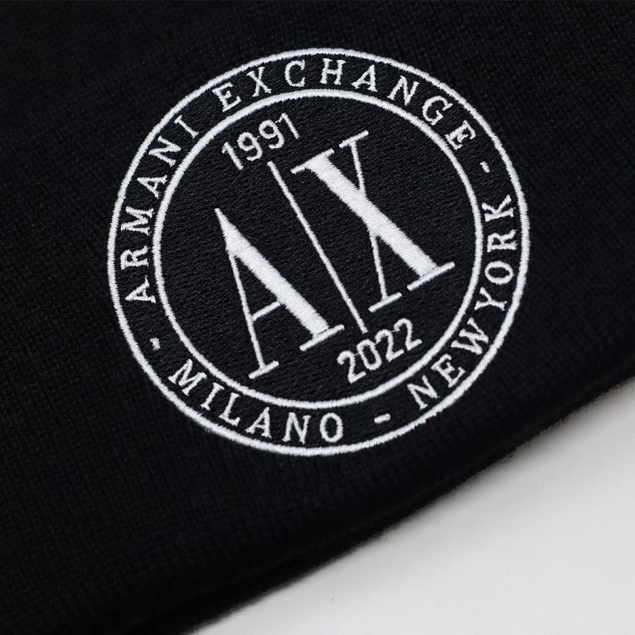 ARMANI EXCHANGE ニット帽 アルマーニエクスチェンジ ワッペン ロゴ