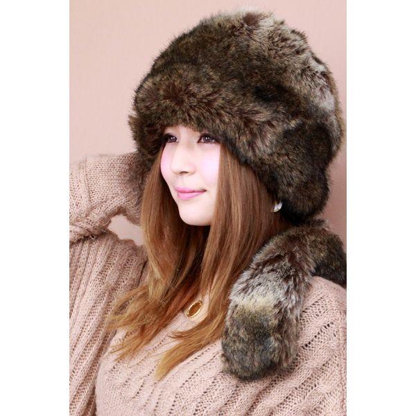 レディース ファッション 秋冬 クロケット フェイクファー 毛皮 帽子