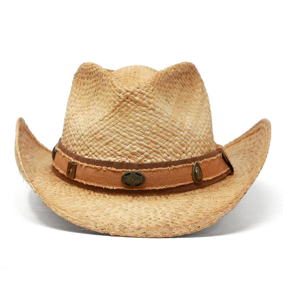 メンズ 春夏 麦わら帽子 ラフィア ウエスタンハット HENSCHEL ハット