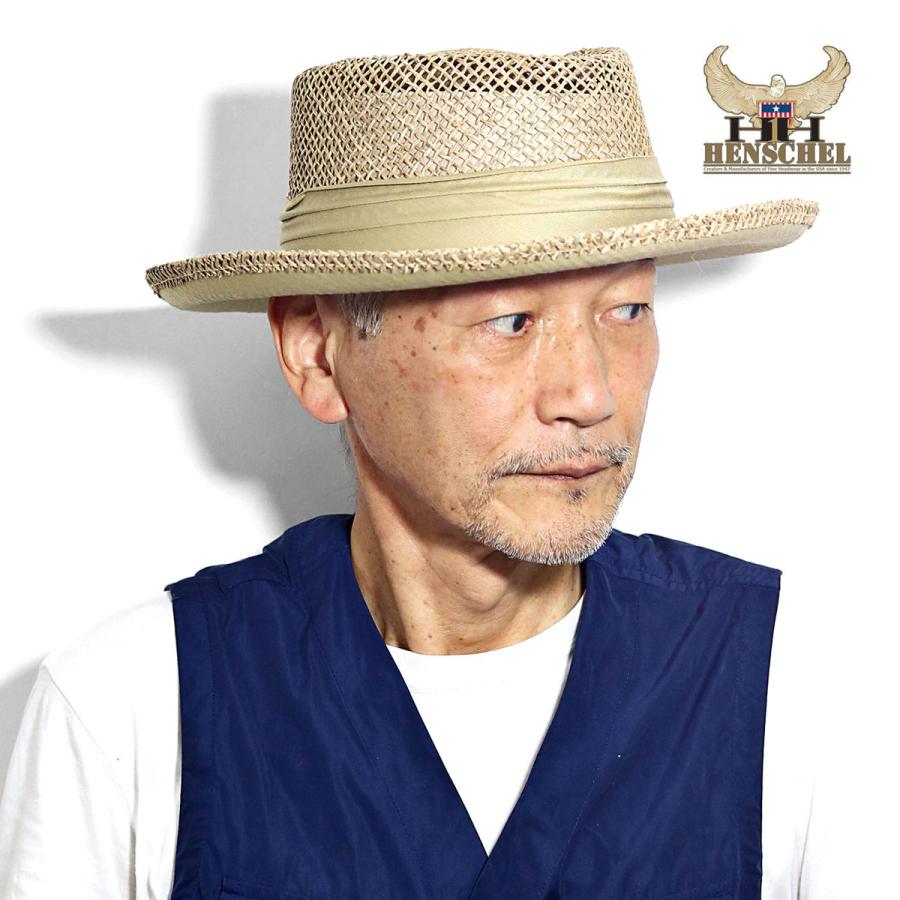ポークパイハット メンズ 春夏 麦わら帽子 HENSCHEL ハット ポークパイハット メンズ 春夏 麦わら帽子 HENSCHEL ハット