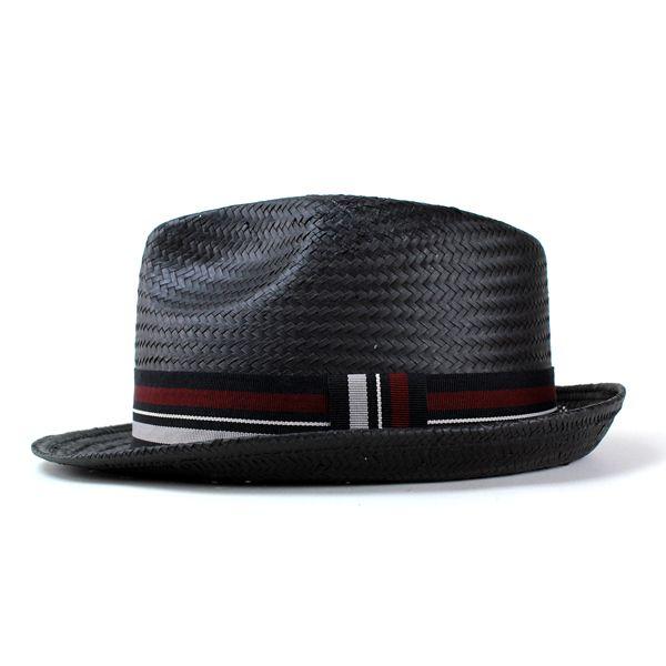 ストローハット 帽子 ハット メンズ 中折れハット ヘンシェル 夏 大きいサイズ ブラック