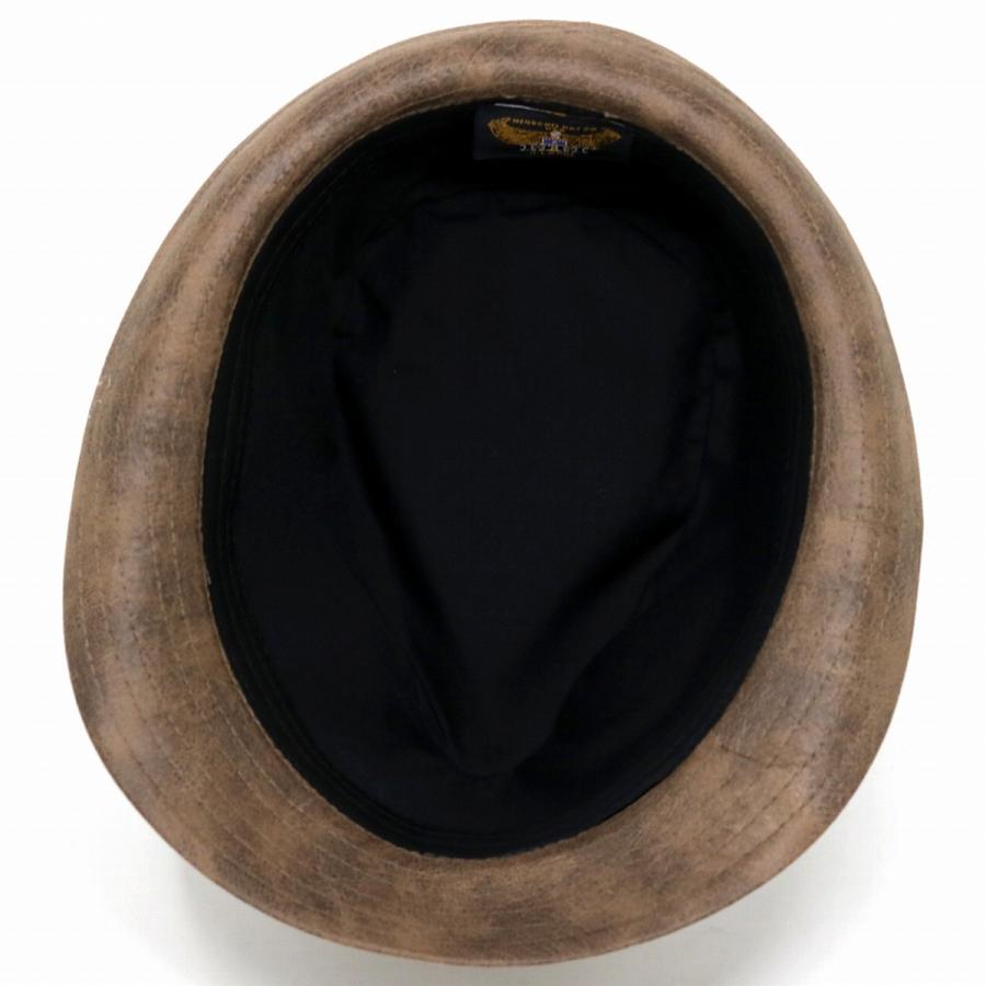 帽子 メンズ レザー 中折れ ハット ヘンシェル フェイクレザー 中折れ