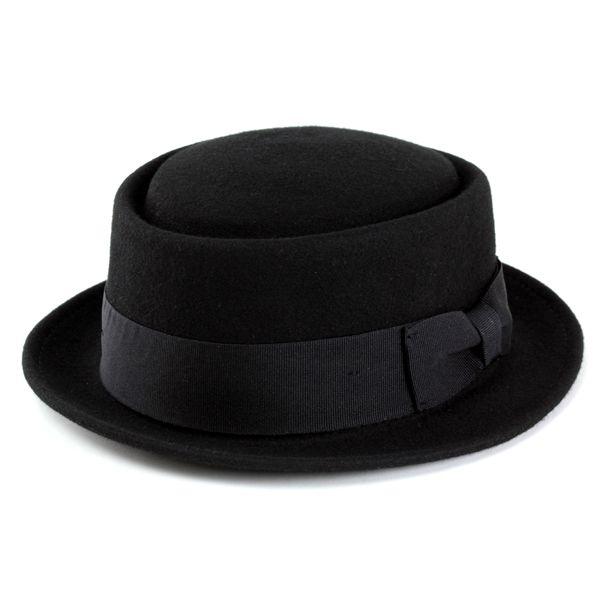 ハット メンズ ハット 帽子 フェルト ポークパイハット HENSCHEL ヘンシェル ソフトフェルト ブラック 黒