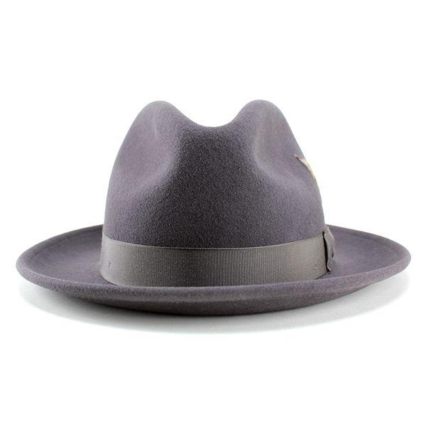 ハット メンズ ハット 帽子 中折れハット New York Hat ワイドブリム The Fedora グレー｜elehelm-hatstore｜03