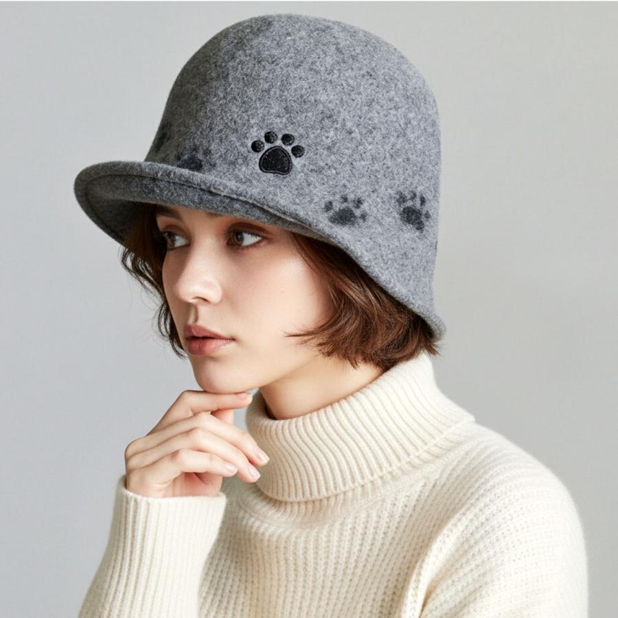 極美品　グッチ　キャット　うさぎフェルトハット　帽子 Lサイズ GUCCI - 極美品△GUCCI グッチ ラビット100％ レザー使い 中折れハット