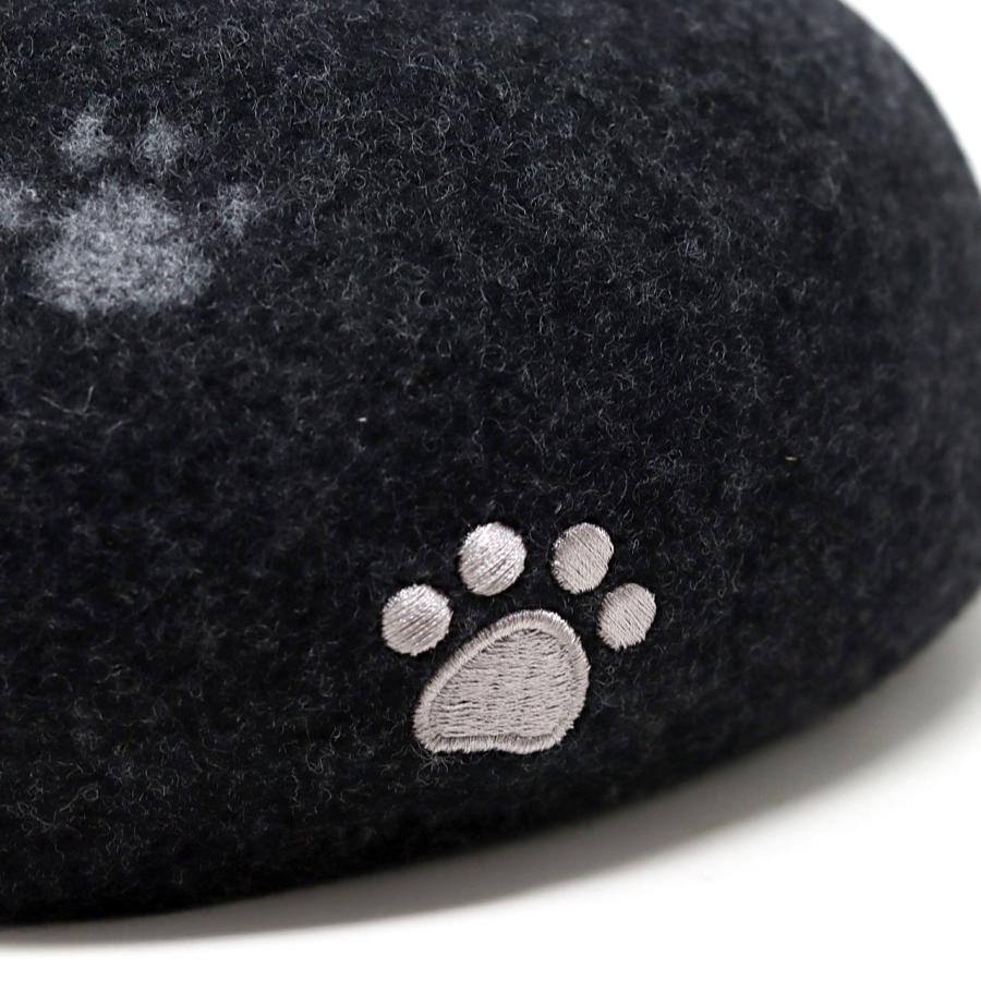 ベレー帽 ネコ レディース 猫 ベレー 肉球 刺繍 秋冬 起毛 ネコ