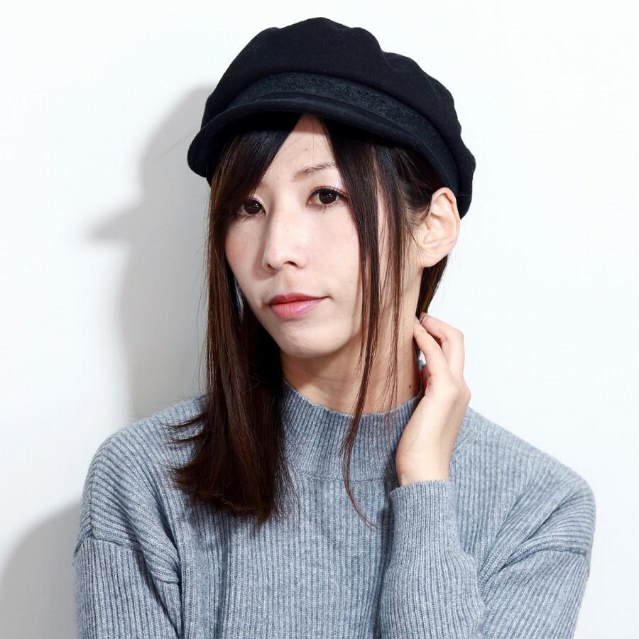 マリンキャップ メルトン 帽子 レディース メンズ キャップ 秋 冬 黒