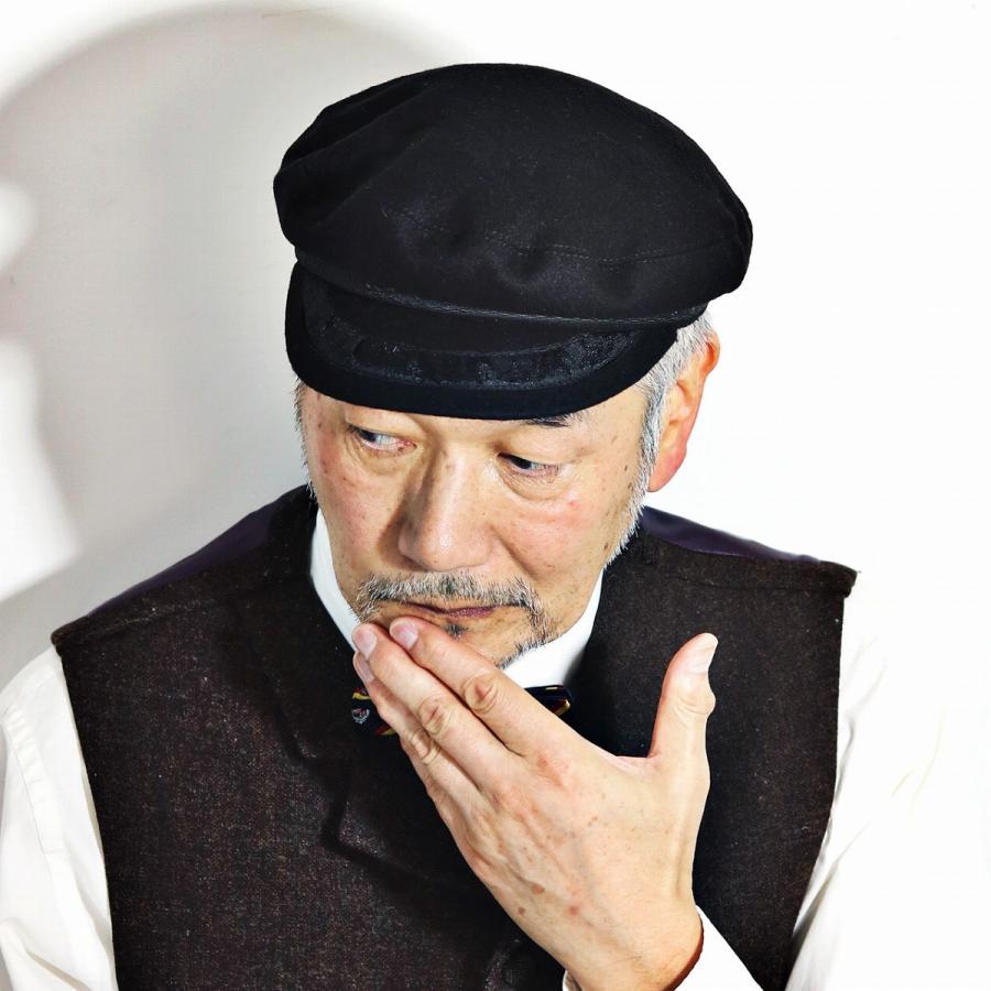 マリンキャップ メルトン 帽子 レディース メンズ キャップ 秋 冬 黒