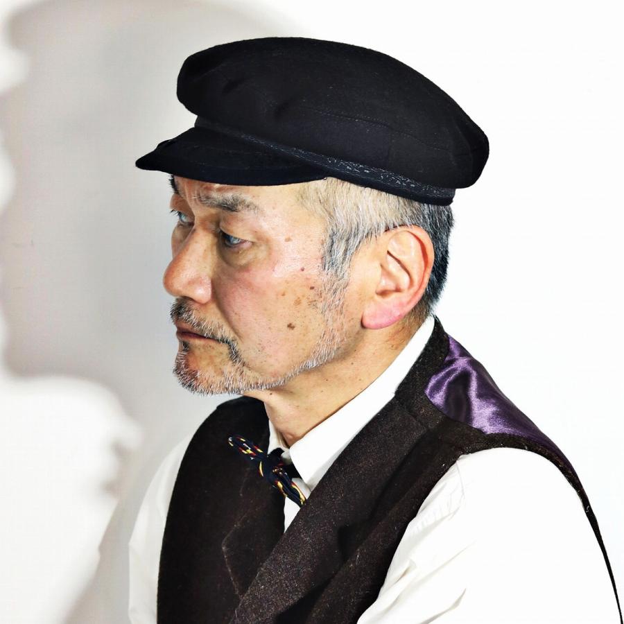 マリンキャップ メルトン 帽子 レディース メンズ キャップ 秋 冬 黒