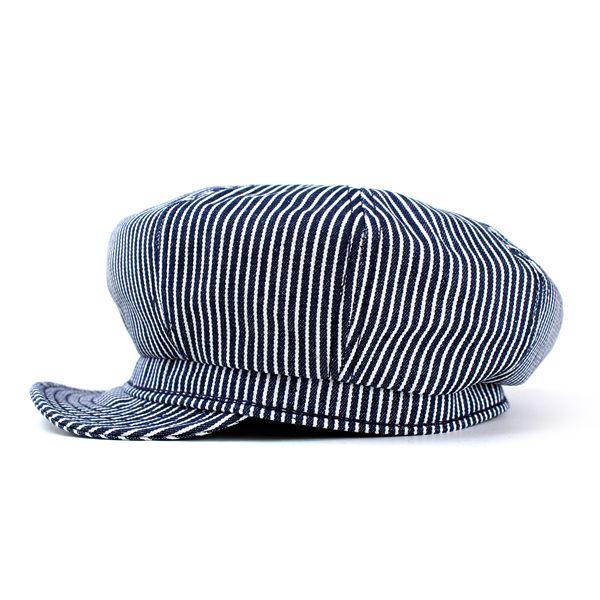 New York Hat キャスケット ストライプ L 青系 NEW YORK HAT（ニューヨークハット） メンズ ハット ヒッコリー