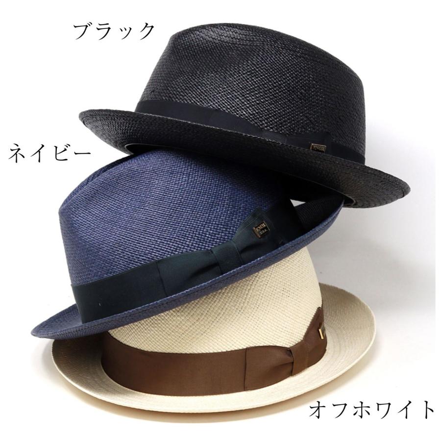 KNOX（ノックス） パナマ 高級 帽子 パナマハット 黒 メンズ 石目編み