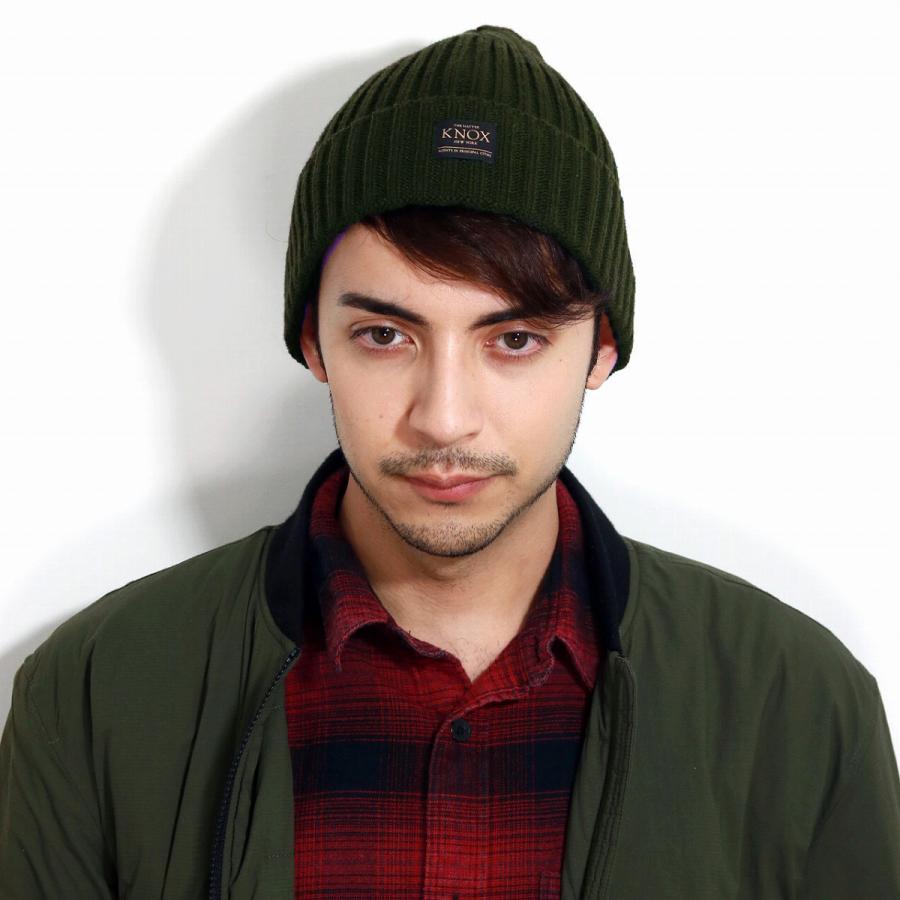 STONE  ニット帽 グリーン KNOX（ノックス） ニット帽 メンズ 日本製 温かい ワッチ 緑