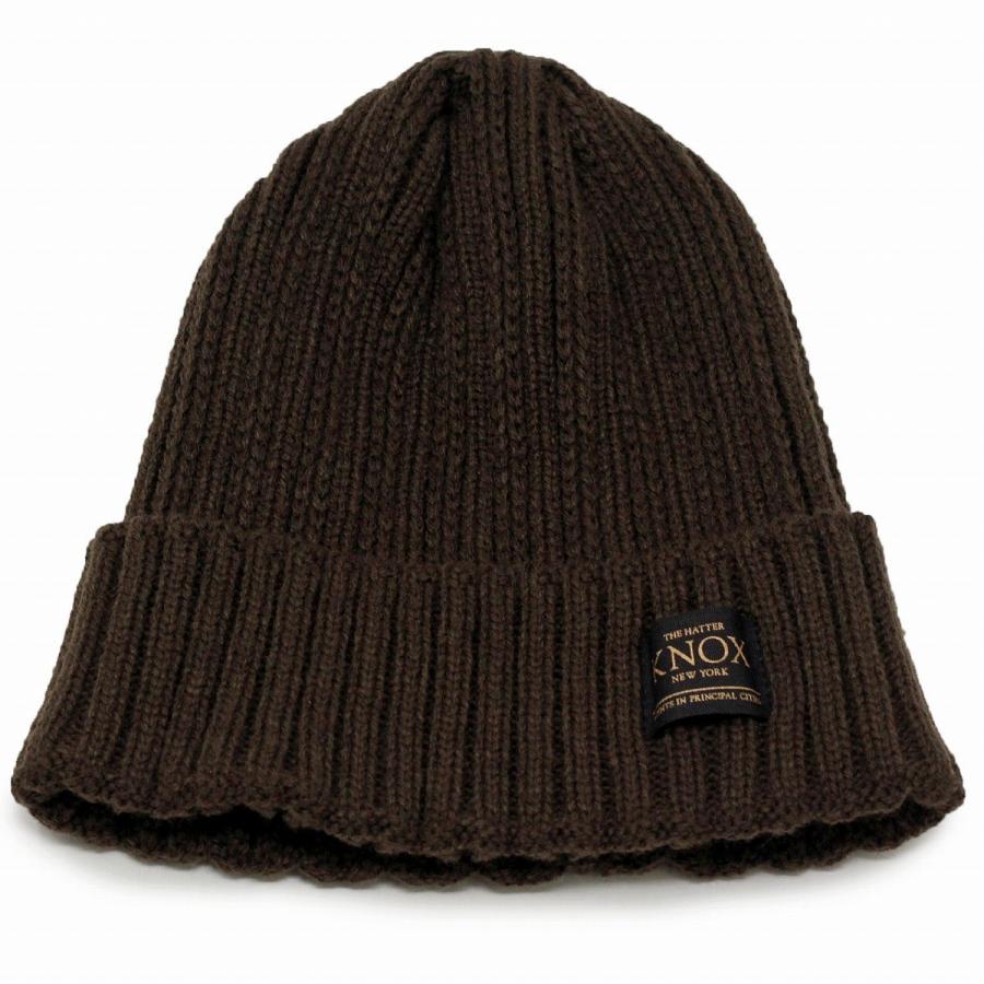 【Toque】 新品✨ブラウン ニット帽 KNOX（ノックス） リブニットワッチ 帽子 茶 ニット帽 メンズ 日本製